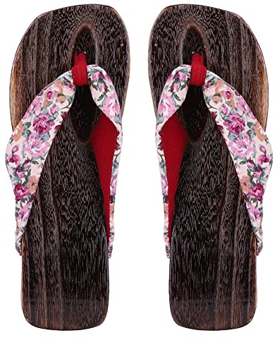 Japanese Kimono Geta Flip Flops - Traditional Wooden Clog Sandals for Home & Beach