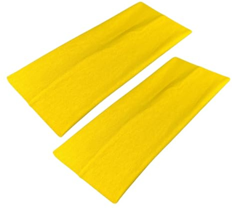 WESTEND CHOICE Fascia per capelli da 9 cm di larghezza, morbida, in tinta unita, elastica, unisex, per donne e uomini, palestra, yoga (giallo)
