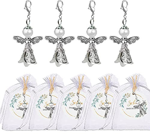 ENSTAB 36 Stück Schutzengel set Organza Beutel und Geschenkanhänger SCHÖN DASS DU DA BIST für Hochzeit Konfirmation Geburtstag Weihnacht Taufe Kommunion Gastgeschenke