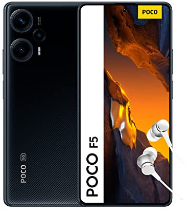 Xiaomi POCO F5 Smartphone+Kopfhörer, 8+256GB Handy ohne Vertrag, 120Hz 6,67'' AMOLED DotDisplay, 64MP OIS Dreifach-Kamera, 5000mAh, 67W TurboCharge, Dual-SIM, Black (DE Version+2 Jahre Garantie)