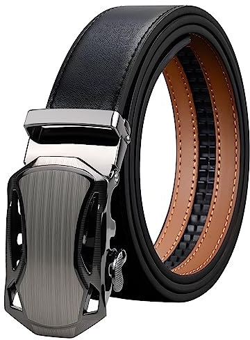 AivaToba Gürtel Herren​​, ​​Ledergürtel Herren Schwarz​​ mit ​​Automatik Gürtel​​-Schließe für Business-Anzüge, Ratschengürtel​​ Leder (Breit 35mm), Ratsche Ledergürtel Automatikschließe