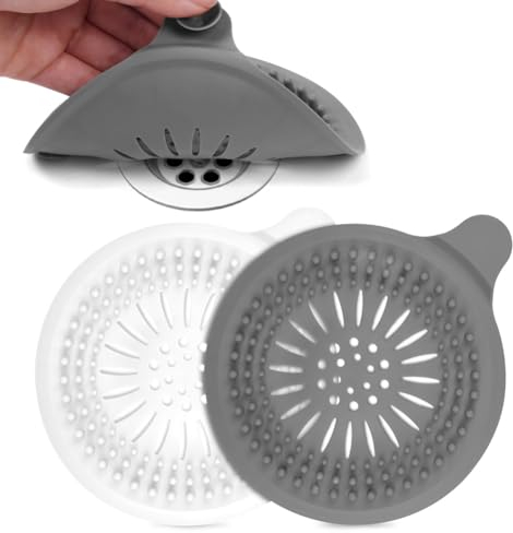 Flintronic 2 Stück Abflusssieb Silikon, Spülbecken Sieb, Haarsieb Dusche, Waschbecken Sieb Abfluss Spüle, Abfluss-Sieb Sink Strainer für Küche, Badewanne, Badezimmer, Dusche