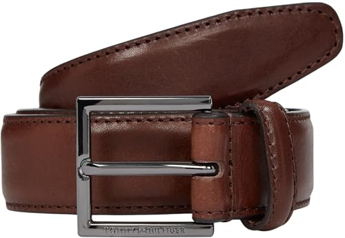 Tommy Hilfiger Uomo Cintura Hudson Leather 3,0 cm Cintura in Pelle, Marrone (Coffee Bean), 105 cm
