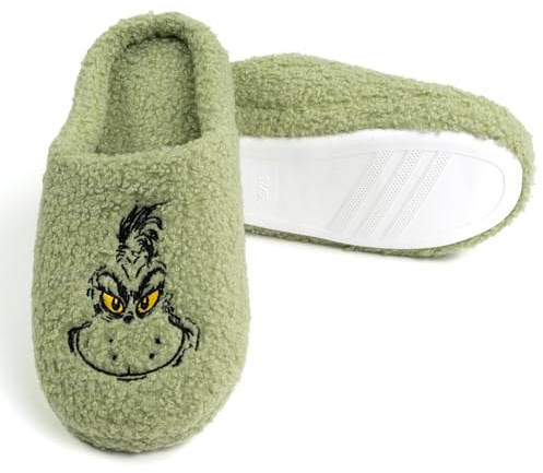 United Labels - Pantofole in peluche Grinch per donna, verde, pantofole invernali in pile, scarpe da casa per Natale, verde, 37/38 EU