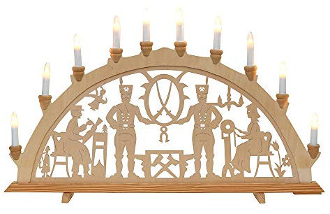 Wichtelstube-Kollektion Holz Schwibbogen Lichterbogen Berleute XXL 71cm Schwippbogen Weihnachten Weihnachtsbogen Schwibbogen Weihnachten 10 Kerzen 230V Anschluss