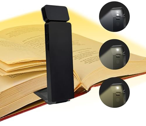 AMFUN Lampe de Lecture, Lampe Lecture au Lit, 3 Couleurs & 5 Niveaux de Luminosité Réglables, USB Rechargeable, pour Lecteurs de Livres, Enfants (Noir)