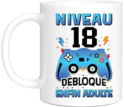HALUMI Tazza Livello 18 Sbloccato Finalmente Adulto Regalo Compleanno 18 Anni Umoristico Bicolore Ceramica 330ml 440ml Tazza