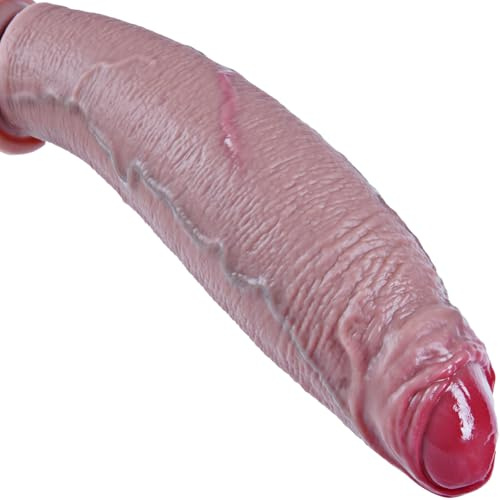 Dildo realistico gigante extra spesso da 8 cm di diametro, dildo con prepuzio extra large da 33 cm, silicone a doppia densità, potente ventosa, pene non circonciso XXXL, dildo anale per utenti esperti