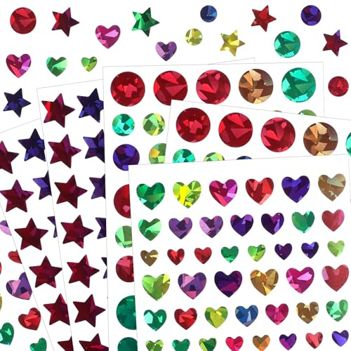 cobee 30 Sheets Dot Stickers for Kids, 1710 PCS Assorted Coloured Dots, Sparkly Small Star Sticker Suitable for Kids' Handmade Scrapbook Decoration for Arts Crafts Heart Star and Dot Stickers