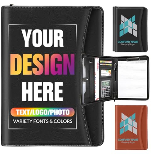 Porte-Documents en Cuir Personnalisé avec Fermeture éClair | Organiseur de Dossiers Professionnel Personnalisé pour Hommes et Femmes - Cuir pu RéSistant