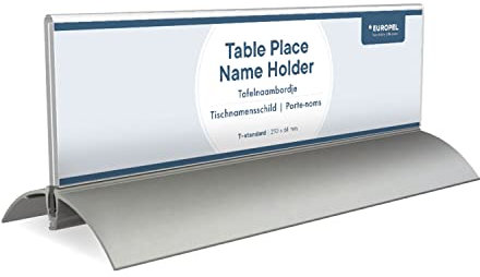 EUROPEL 350087-Tisch-Namensschild, Aluminium Acryl, 61 x 210mm.