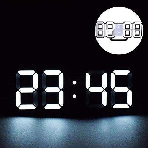 Sveglia Digitale da Comodino 23.5CM, Orologio Digitale da Parete LED, LED Digital Alarm Clock 3D Luminosità Regolabile Memoria per Camera Letto Cucina Ufficio, USB Ricaricare, Sistema 12/24 Ore (Nero)