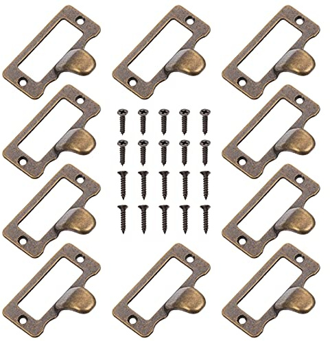Angoily 10Pcs Label Holder Pull Handles Card Holder Drawer Pull Label Frames Card Tag Pull Cabinet Frame Handle for Office Furniture