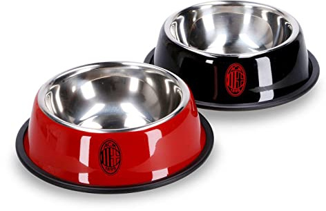 Set ciotole cane/gatto, AC Milan, Prodotto Ufficiale, rossa e nera, 18 cm