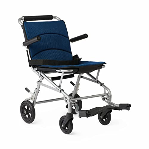 Medline Fold Flat Transport Chair - Compact, Lightweight & Portable Wheelchair for Travel & Everyday Use