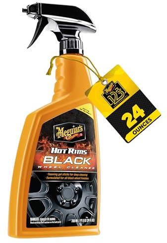 Meguiar's Hot Rims Black Wheel Cleaner, Deep Foaming Gel Specially Formulated to Effectively Clean Matte, Gloss, Satin, and Chrome Black Wheels, 24 Oz Spray Bottle