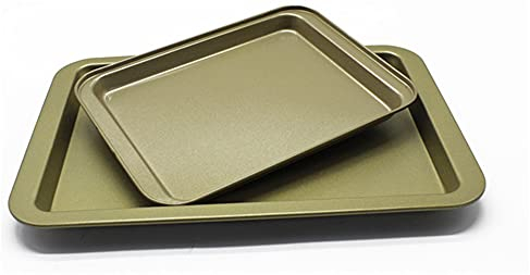 2 Pezzi/Set Teglia per Tortiera Teglia Antiaderente Piastra in Acciaio Inossidabile Forniture per Cottura Set di Teglia da Forno (Colore : Oro) (Oro)