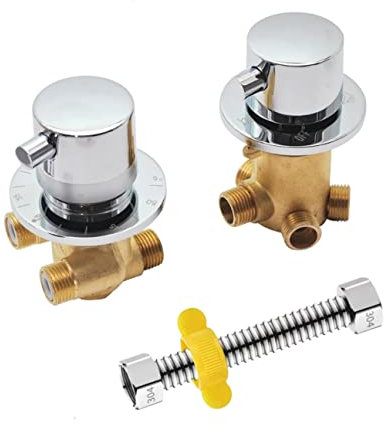 AFUDER Grifo de Ducha Termostático 2/3/4 Válvula de Ducha de Latón de Paso Directo Mezclador Control Válvula Direccional Conexión de Manguera Interruptor