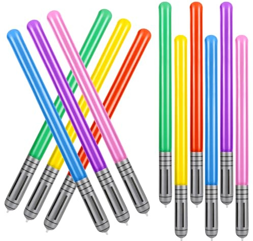 12 Pezzi Gonfiabile Star War Light Saber Sword Stick Balloons, Palloncino Spada Gonfiabile Giocattolo per i rifornimenti del Partito Bomboniere per Feste 6 Colore