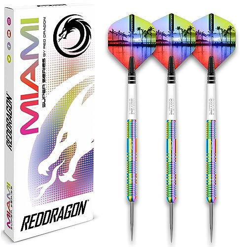 RED DRAGON Darts – Miami 26g– Professionelles Wolfram-Dart-Set mit Dartflüge und Dart-Schäften