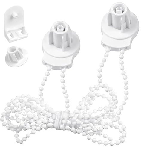 Roller Blind Fittings,2 Set 25mm Child Safe Plastic Spare Roller Blind Replacement Repair Kit,Curtain Roller Blind Spares with Beaded Chain for Curtain Rods/Blackout Roller Blind Brackets