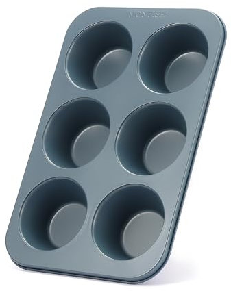 Monfish Muffinform für 6 Jumbo-Tassen, Karbonstahl, Haze Blue, Antihaftbeschichtung, Muffin-, Cupcake-Form, 8,9 cm, Roy Blue