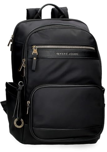 Pepe jeans Joumma Bags Morgan Casual Daypacks, Reisetaschen, beige und schwarz, Kunstleder für Damen, Schwarz, Talla única, PC-Rucksack