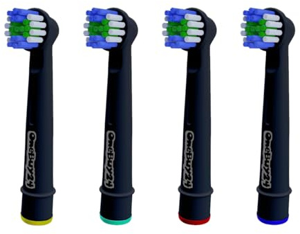 OneBuy24 - Aufsteckbürsten kompatibel mit Oral-B elektrischen Zahnbürsten - Kompatibel mit Precision Clean, Vitality, Professional Care, (4 Stück Schwarz)