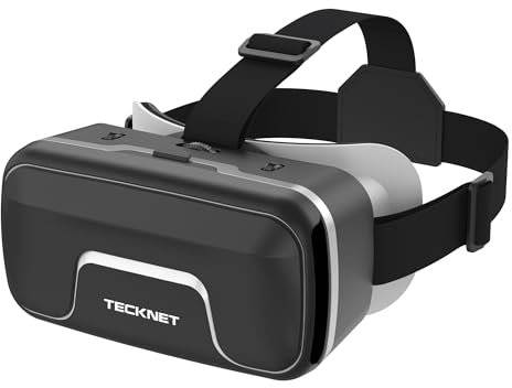 TECKNET Lunettes de réalité virtuelle 3D pour téléphone portable avec zoom HD 110° anti-lumière bleue et vitesses réglables, lunettes VR confortables pour iPhone, Samsung et smartphones Android de 4,7