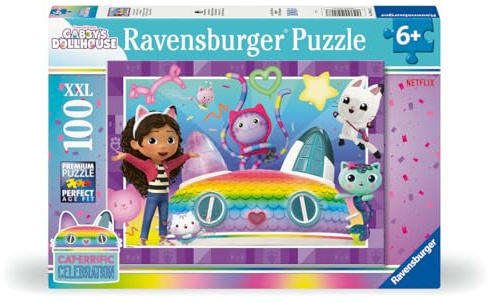 Ravensburger barnpussel - 12004117 Gabby's Dollhouse - pussel för barn från 6 år och uppåt, med 100 bitar i XXL-format