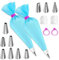 16 Pcs Piping Bags and Nozzles Set – Reusable Silicone Pastry Bags with Stainless Steel Icing Tips for Cake Decorating, Cookies & Cupcakes