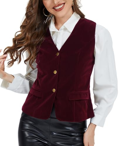 MINTLIMIT Women's Waistcoat Steampunk Vest Vintage 2025 Sleeveless Button Down V-Neck Velvet Suit Vests Tops