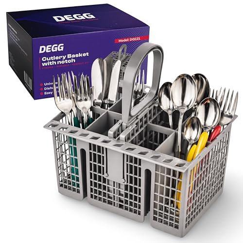 DEGG Cestello Posate Lavastoviglie - Portaposate Universale con Manico e Scomparti - Cestino Lavastoviglie Resistente al Calore - Qualità Premium