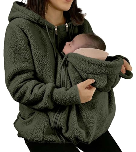 Baby Wearing Fleece Jacket Baby Wearing Jacket Women 3 in 1 Thickened Fleece Maternity Winter Coats Warm Soft Full Zipper Babywearing Jackets