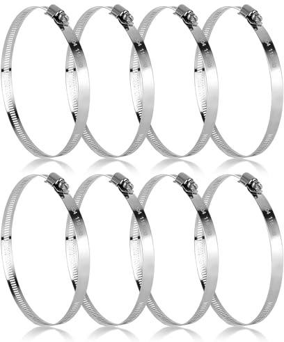 Set da 8 fascette stringitubo regolabili 118-140 mm, fascette grandi per tubi flessibili, fascette a vite in acciaio inox 304, set per giardino, piscina, tubi del gas domestici