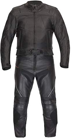 XLS Combinaison de moto 2 pièces en cuir véritable pour homme Noir Taille 50