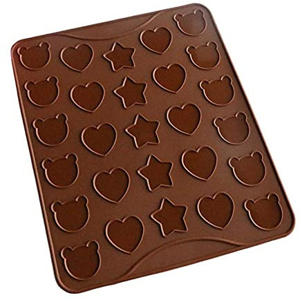 VIONNPPT, tappetino da forno per macaron, orso, cuore, stella, stampo in silicone, antiaderente, 28,8 x 25,8 cm