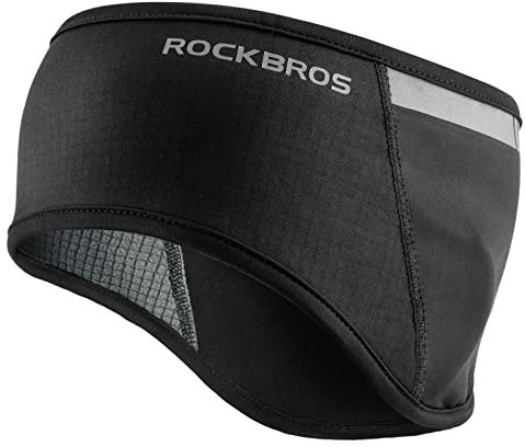 ROCKBROS Headband Cycling Cap Protector Warm Fleece Ear Warmer Sweatband Reflective Stretchy Cycle Headband Runners Protecter Earmuffs Running Cycling Fitness Warm Ski Ear Band Women Men