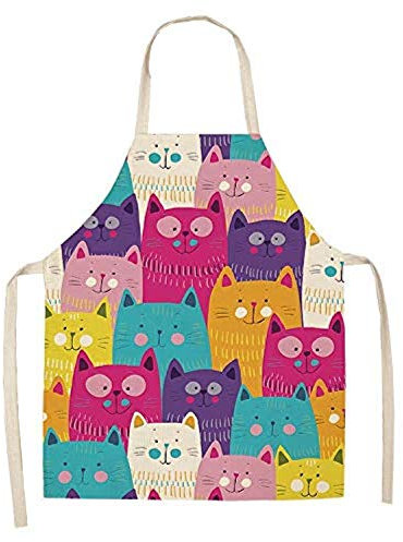 ShopINess Delantales de Cocina Gato para Adultos y Niños para Cocinar en Familia Barbacoas Fiestas Idea Regalo (Gatos Colorados, 47x38cm) Tamaño Niños