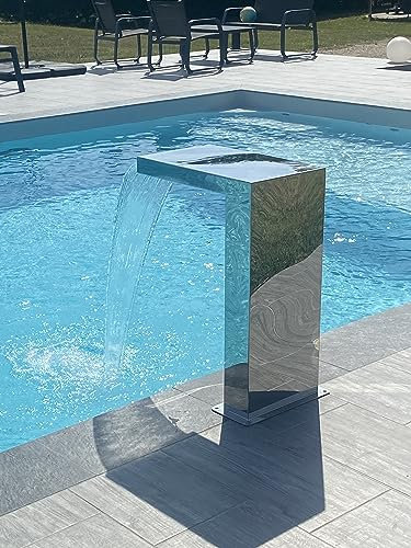 CASCADES-INOX 316 Fontaine Piscine Bassin Modèle Demi Cube Hauteur 70cm