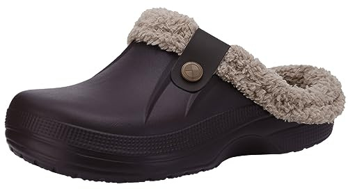 Beslip Classic Fur Lined Clogs Waterproof Winter Fuzzy Slippers for Women Men Indoor and Outdoor Indoor and Outdoor, Walnut Women Szie 6-7