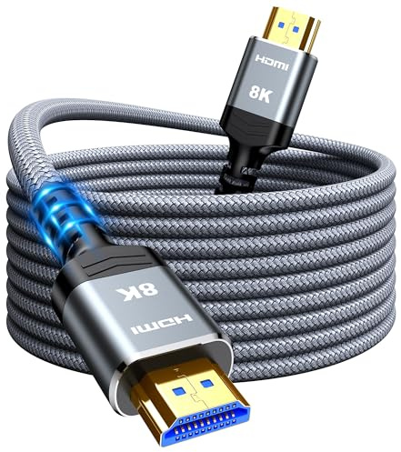 SNOWKIDS Glasfaser HDMI Kabel 15M 8K, HDMI 2.1 Kabel 48Gbps Highspeed 8K@60Hz 4K@120Hz 7680P eARC HDR10 DTS:X 3D HDCP 2.2&2.3, Kompatibel mit PS5/4/3 HDTV Monitor