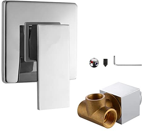 CEIEVER - Rubinetto da Incasso Con Vite e Chiave per Doccia, in Ottone, Set di Montaggio Predefinito, Miscelatore Monocomando (Argento)