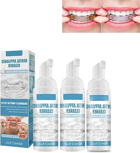 Mousse nettoyante pour appareils buccaux, prothèses dentaires, protège-nuits, dispositifs de retenue et aligneurs, combat la mauvaise haleine, 60 ml (3pcs)
