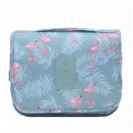 Kulturtasche zum AufhäNgen, wasserdichte Kulturbeutel Gross mit Haken, Faltbare Waschtasche Kosmetiktasche für Damen und Herren, Flamingo