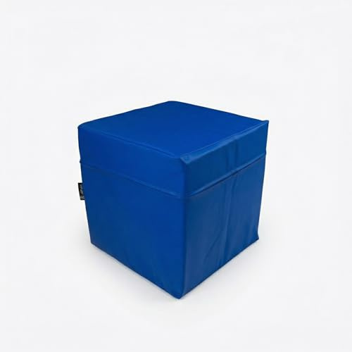Jeflex - Cubi blu 40x40x40 cm in ecopelle di alta qualità – Made in Germany / cubo fitness con cubo in schiuma per comfort e stabilità / cuscino da ginnastica