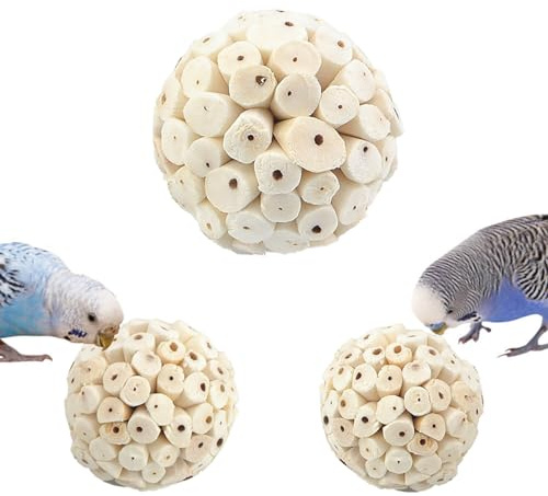 Lot de 3 balles Sola naturelles à mâcher, jouet à mâcher pour perroquet, perruche, pinson, ara, oiseau