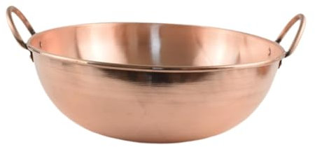 perfk Pentole in Rame Pentole in Rame Pentole da Cucina Fatte a Mano Senza Coperchio Pentola asciutta Pentola per in Rame per ristoranti, 32 cm