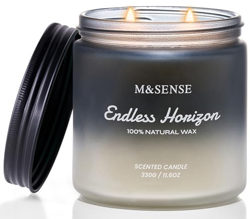 M&SENSE Endloser Horizont Zedern&Vetiver Duftkerzen im Glas Mann mit 2 Docht 330g 70 Std. lang anhaltend Verbrennen Sojawachskerzen bio männliche Kerzen für Weihnachtensgeschenk MSSDOEU1O2 CandyCane