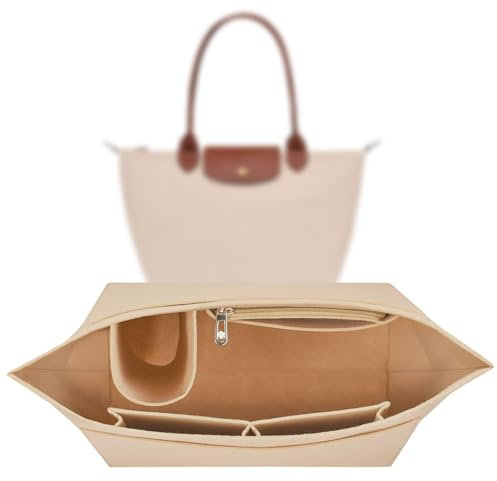 Sunshine smile Organizer für Longchamp Tasche,Organizer für Longchamp Pliage M,Tascheninnenorganizer,Taschenorganizer,Multi-Pocket Felt Handbag,Filz Taschenorganizer mit Mehreren Taschen